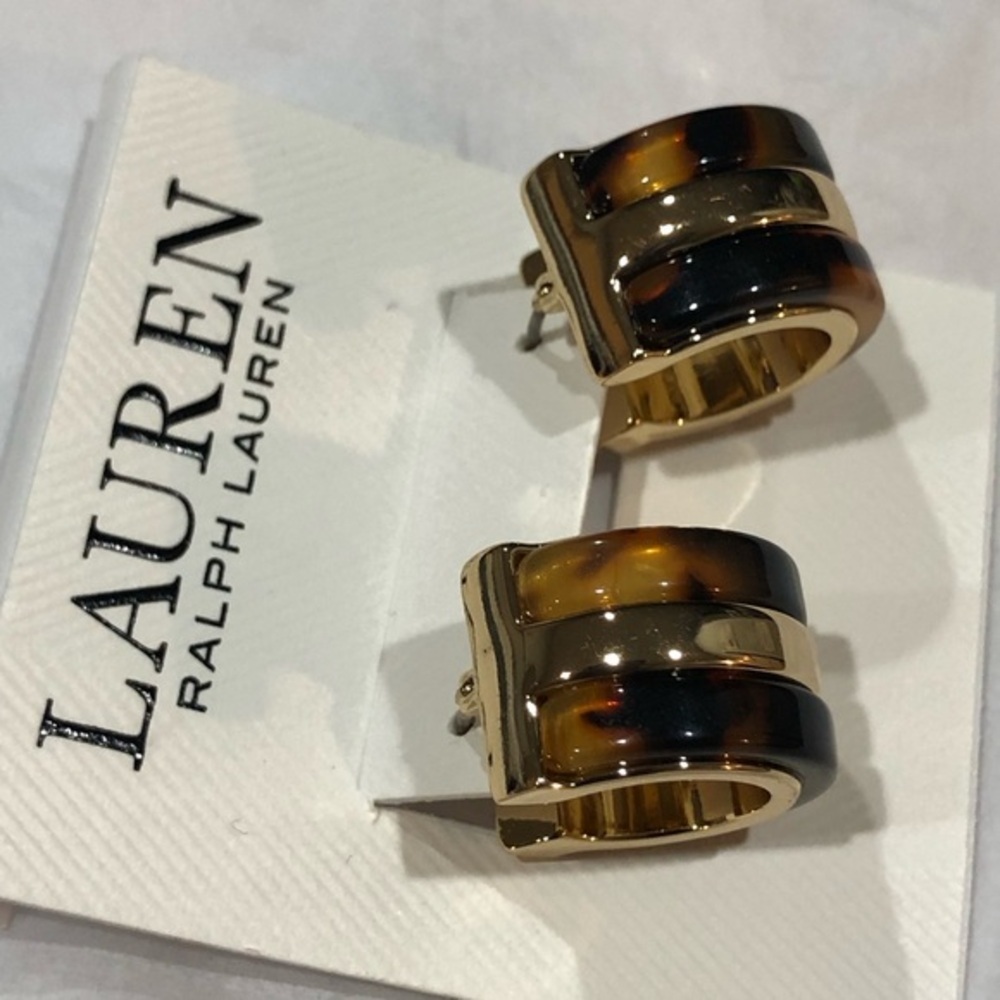 Lauren Ralph Lauren tortoiseshell‎ half moon cuff earrings brand new